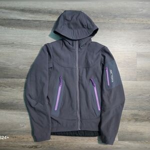 Arc'teryx Women's XS Gray Softshell Hoody Orange Fleece